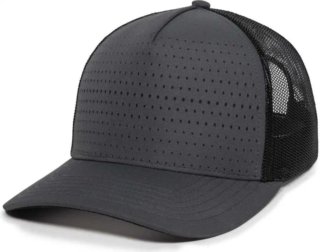 Oc Sports Oc502m Laser Perforated Font Panel Cap - Charcoal Black - Dark Gray / 6 7/8’’ - 7 1/2’’