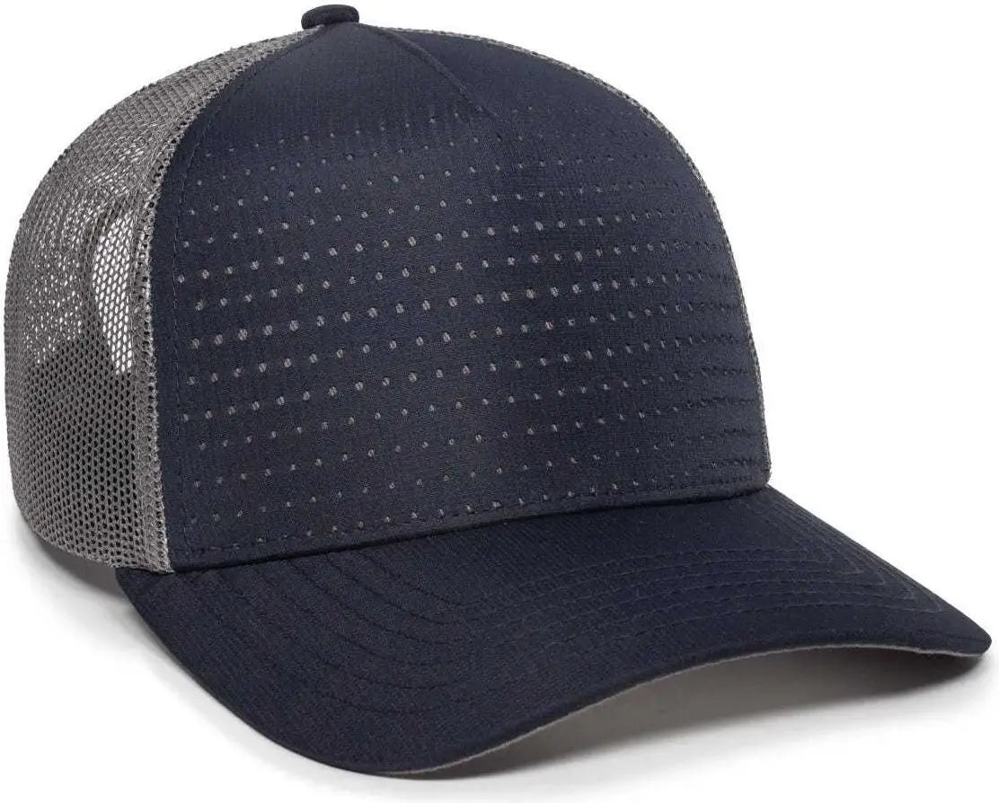 Oc Sports Oc502m Laser Perforated Font Panel Cap - Navy Charcoal