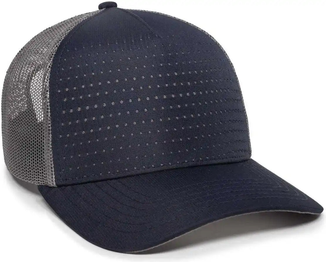Oc Sports Oc502m Laser Perforated Font Panel Cap - Navy Charcoal - Dark Gray / 6 7/8’’ - 7 1/2’’