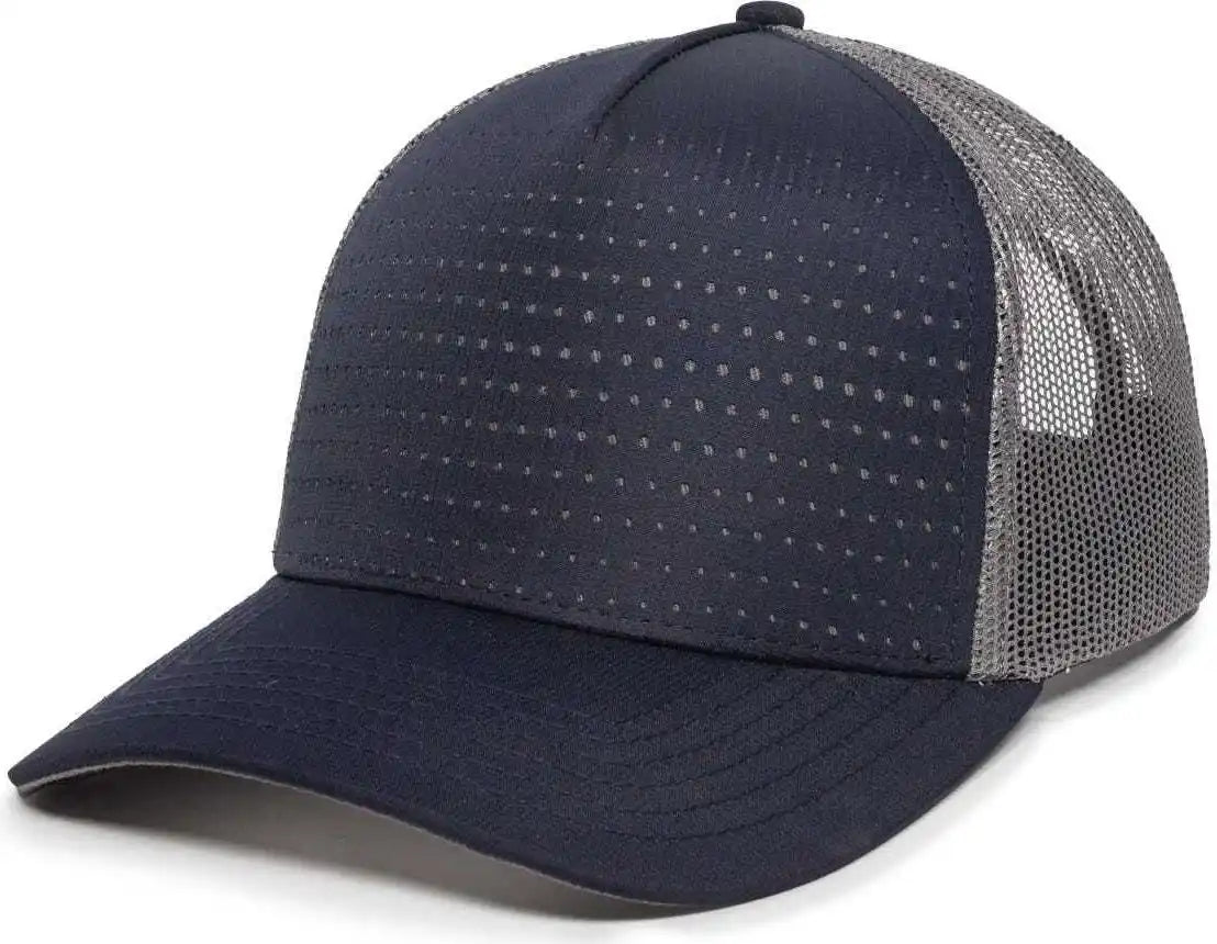 Oc Sports Oc502m Laser Perforated Font Panel Cap - Navy Charcoal - Dark Gray / 6 7/8’’ - 7 1/2’’