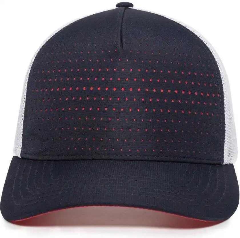 Oc Sports Oc502m Laser Perforated Font Panel Cap - Navy White Red - 6 7/8’’ - 7 1/2’’