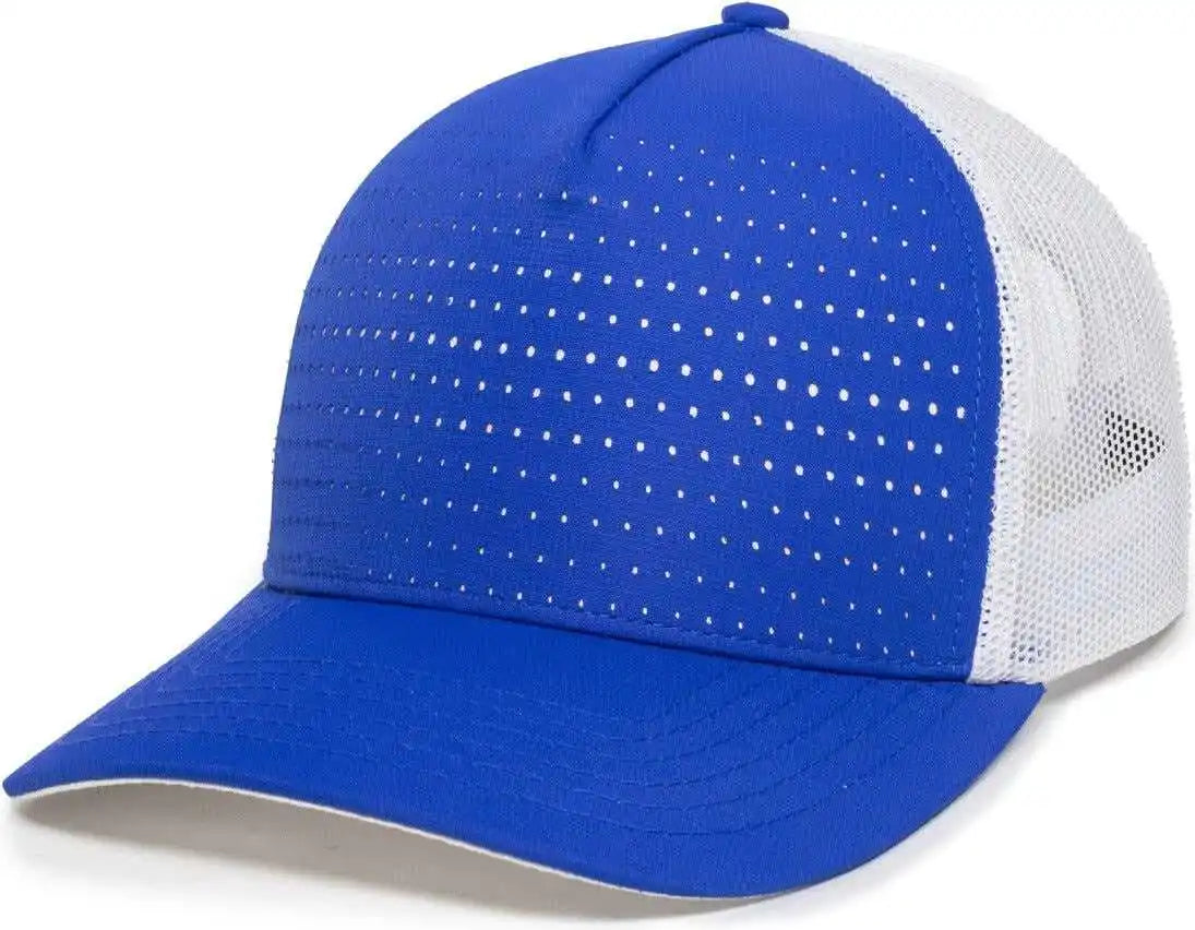 Oc Sports Oc502m Laser Perforated Font Panel Cap - Royal White - Osfm