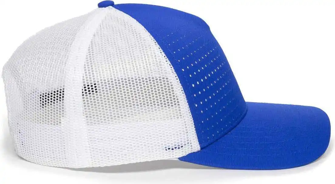 Oc Sports Oc502m Laser Perforated Font Panel Cap - Royal White - Osfm