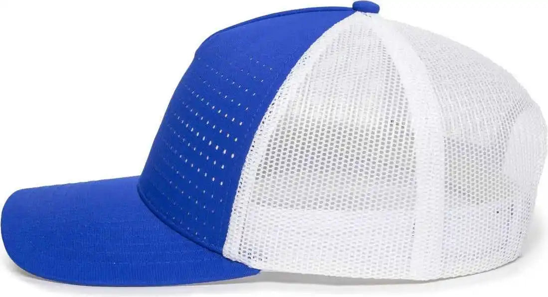 Oc Sports Oc502m Laser Perforated Font Panel Cap - Royal White - Osfm