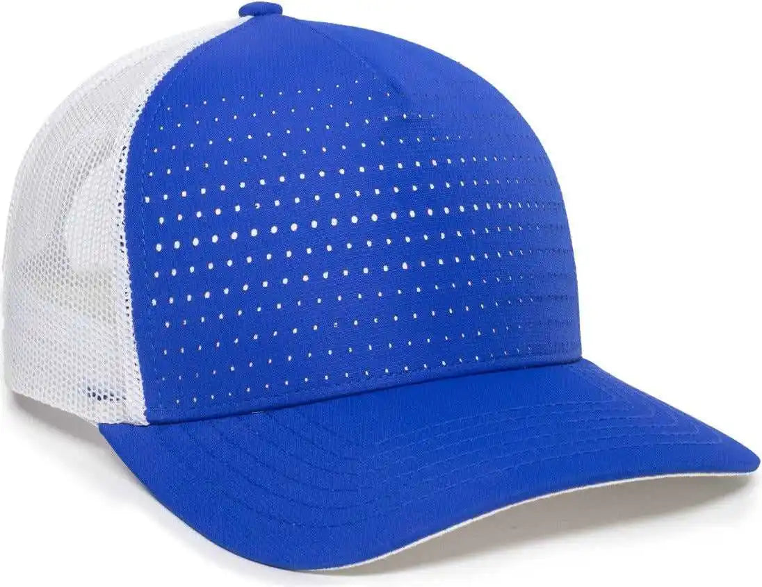 Oc Sports Oc502m Laser Perforated Font Panel Cap - Royal White - Osfm