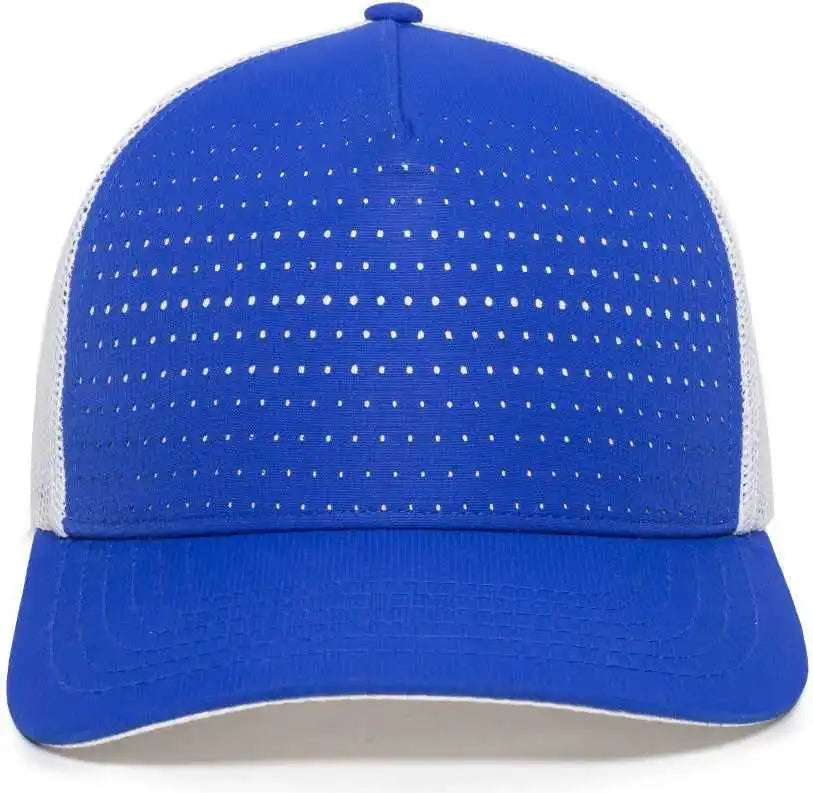 Oc Sports Oc502m Laser Perforated Font Panel Cap - Royal White - Osfm
