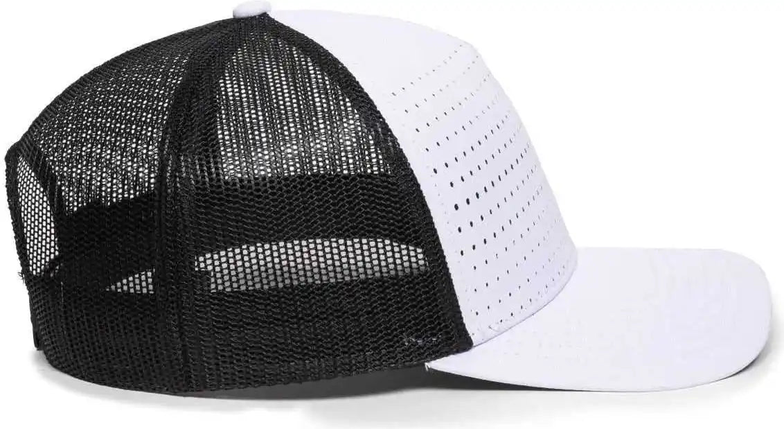 Oc Sports Oc502m Laser Perforated Font Panel Cap - White Black - 6 7/8’’ - 7 1/2’’