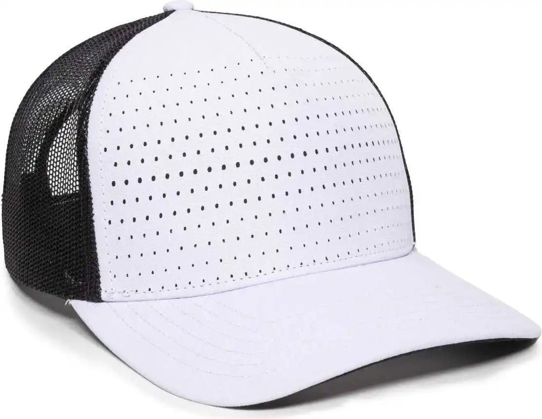 Oc Sports Oc502m Laser Perforated Font Panel Cap - White Black - 6 7/8’’ - 7 1/2’’