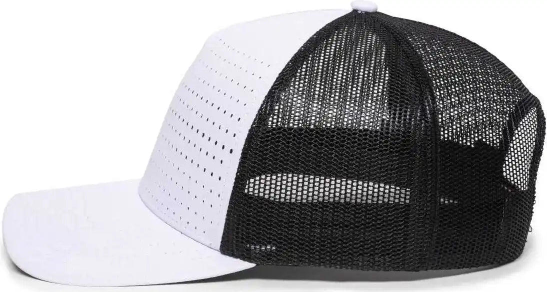 Oc Sports Oc502m Laser Perforated Font Panel Cap - White Black - 6 7/8’’ - 7 1/2’’