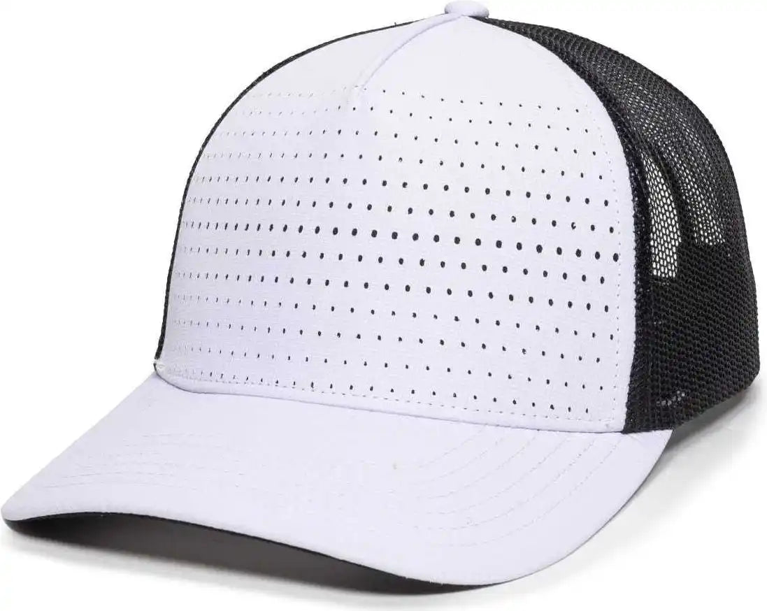 Oc Sports Oc502m Laser Perforated Font Panel Cap - White Black - 6 7/8’’ - 7 1/2’’