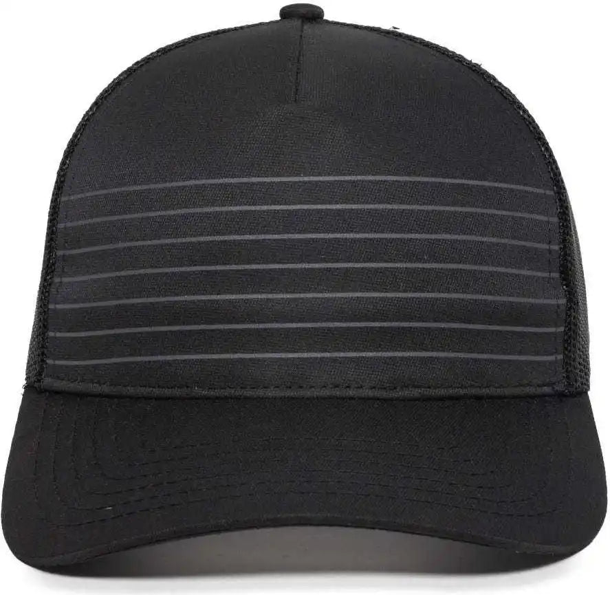 Oc Sports Oc503m Stripped Front Panel Cap - Black Charcoal - Dark Gray / 6 7/8’’ - 7 1/2’’