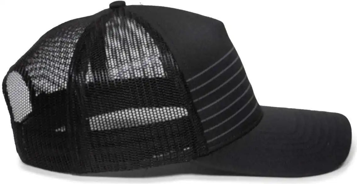 Oc Sports Oc503m Stripped Front Panel Cap - Black Charcoal - Dark Gray / 6 7/8’’ - 7 1/2’’