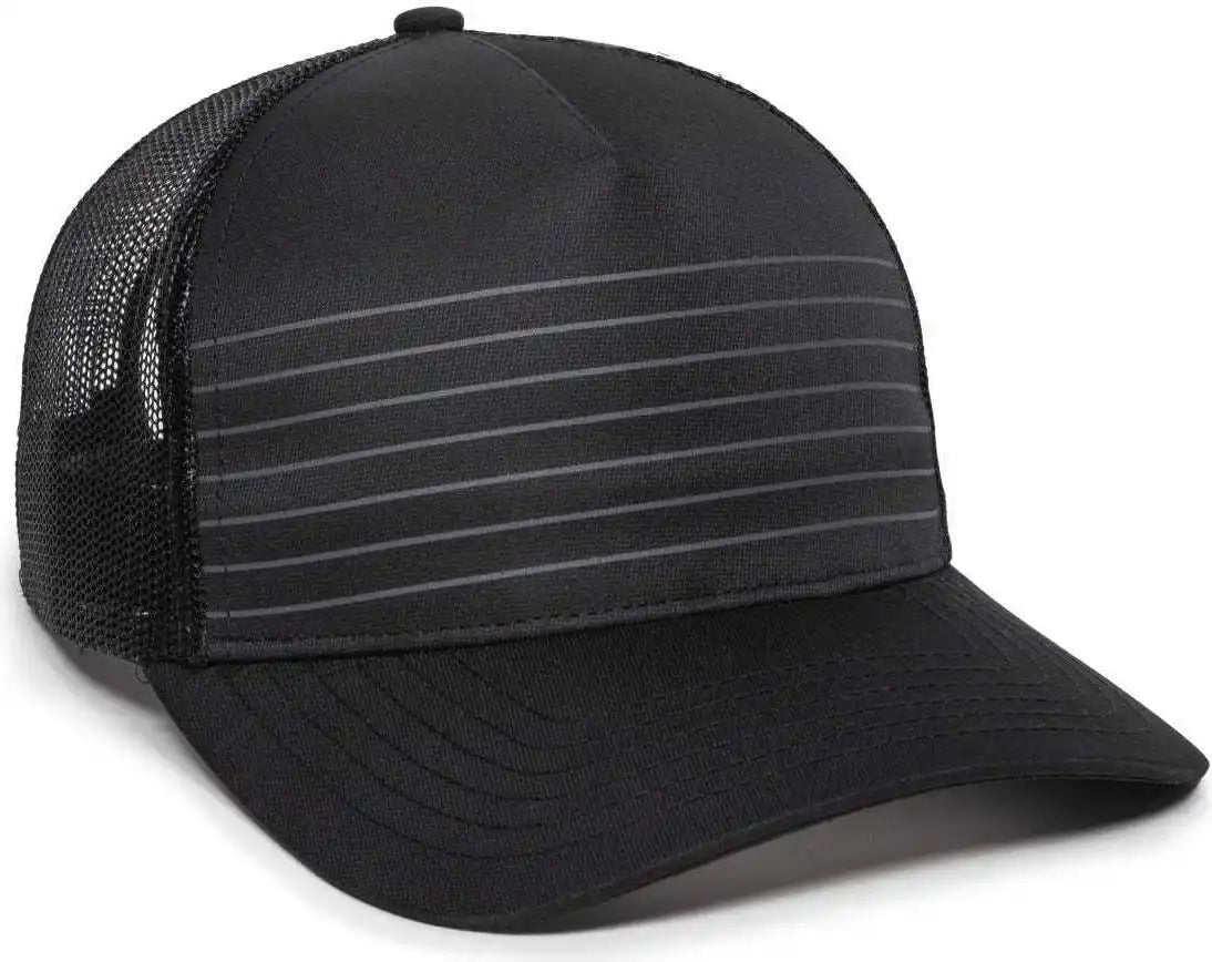 Oc Sports Oc503m Stripped Front Panel Cap - Black Charcoal - Dark Gray / 6 7/8’’ - 7 1/2’’