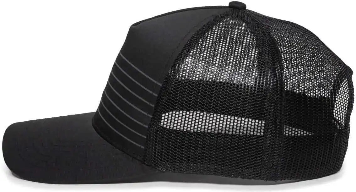 Oc Sports Oc503m Stripped Front Panel Cap - Black Charcoal - Dark Gray / 6 7/8’’ - 7 1/2’’