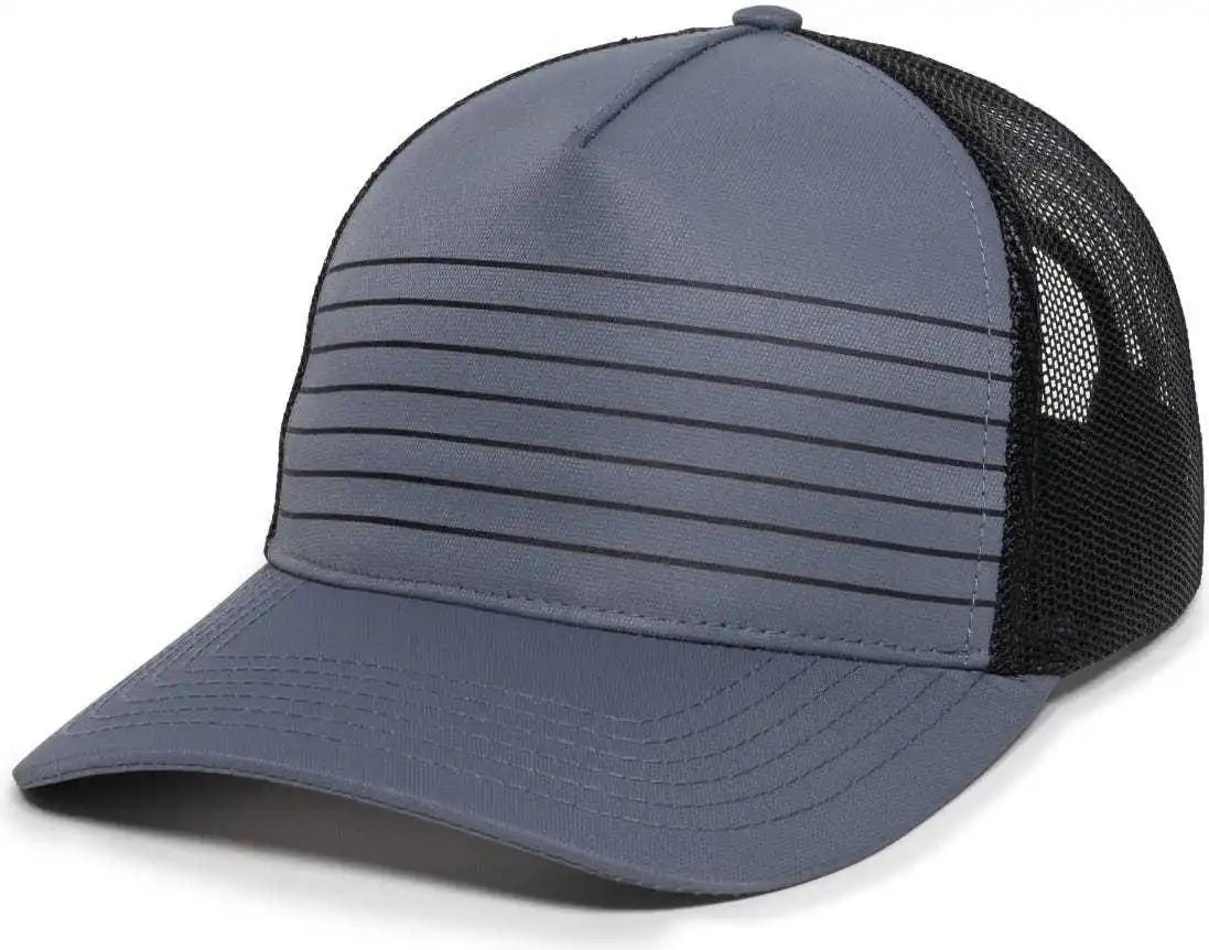 Oc Sports Oc503m Stripped Front Panel Cap - Charcoal Black - Dark Gray / 6 7/8’’ - 7 1/2’’