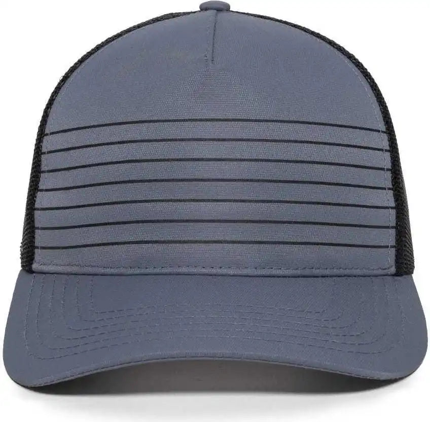 Oc Sports Oc503m Stripped Front Panel Cap - Charcoal Black - Dark Gray / 6 7/8’’ - 7 1/2’’