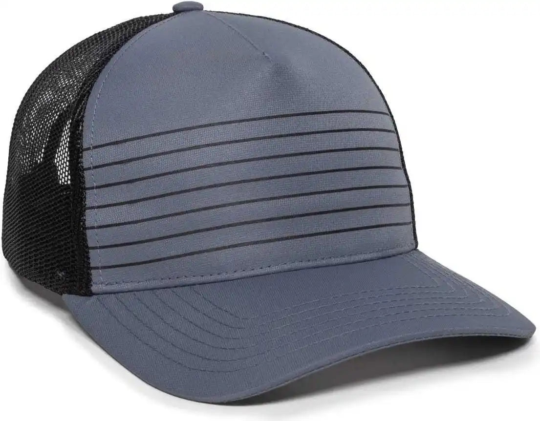 Oc Sports Oc503m Stripped Front Panel Cap - Charcoal Black - Dark Gray / 6 7/8’’ - 7 1/2’’