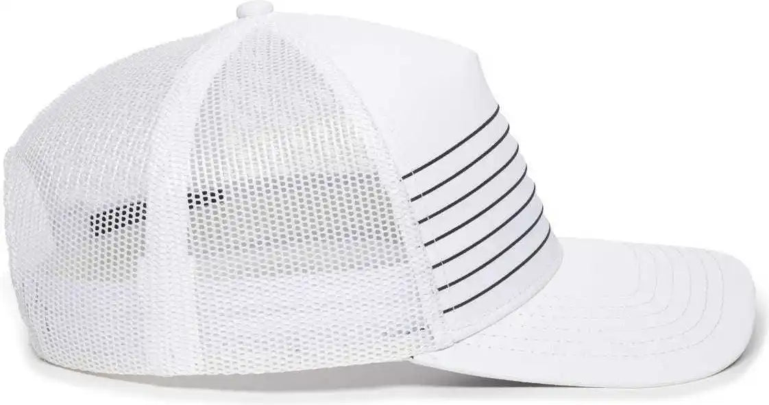 Oc Sports Oc503m Stripped Front Panel Cap - White Black - 6 7/8’’ - 7 1/2’’