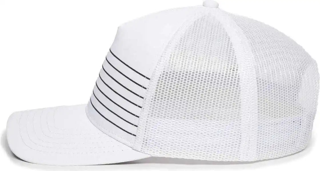 Oc Sports Oc503m Stripped Front Panel Cap - White Black - 6 7/8’’ - 7 1/2’’