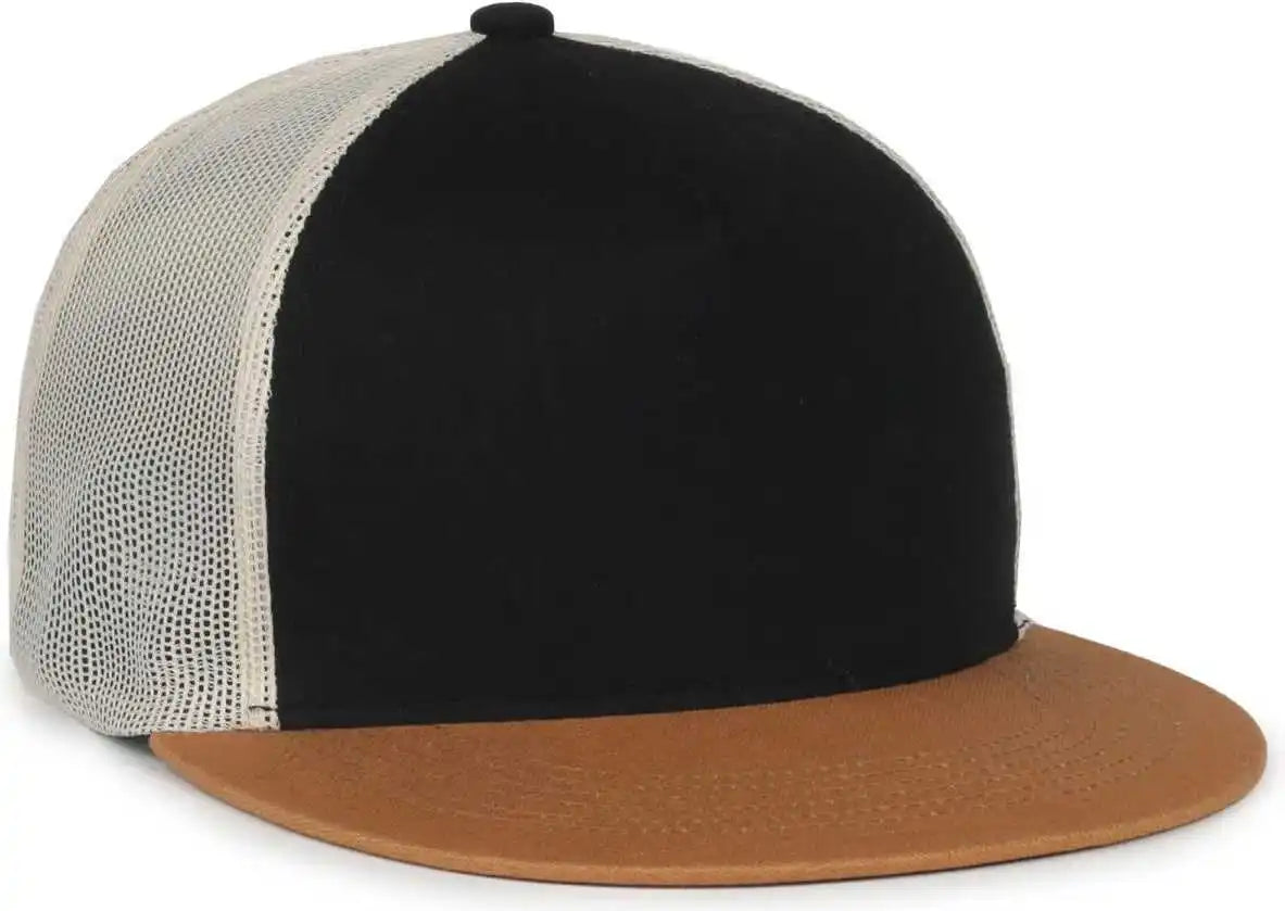 Oc Sports Oc510hp 5-panel Mesh Back Cap - Black Stone Duk
