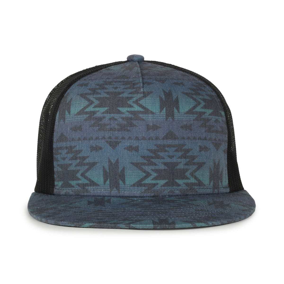 Oc Sports Oc510p Printed 5-panel Mesh Back Cap - Indigo Aztec/black