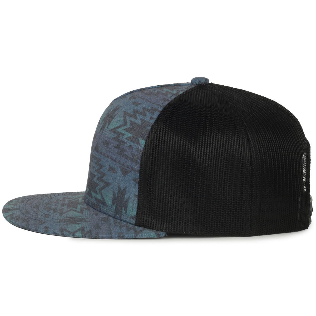 Oc Sports Oc510p Printed 5-panel Mesh Back Cap - Indigo Aztec/black