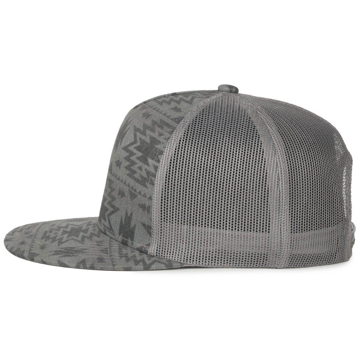 Oc Sports Oc510p Printed 5-panel Mesh Back Cap - Smokey Aztec/dark Grey