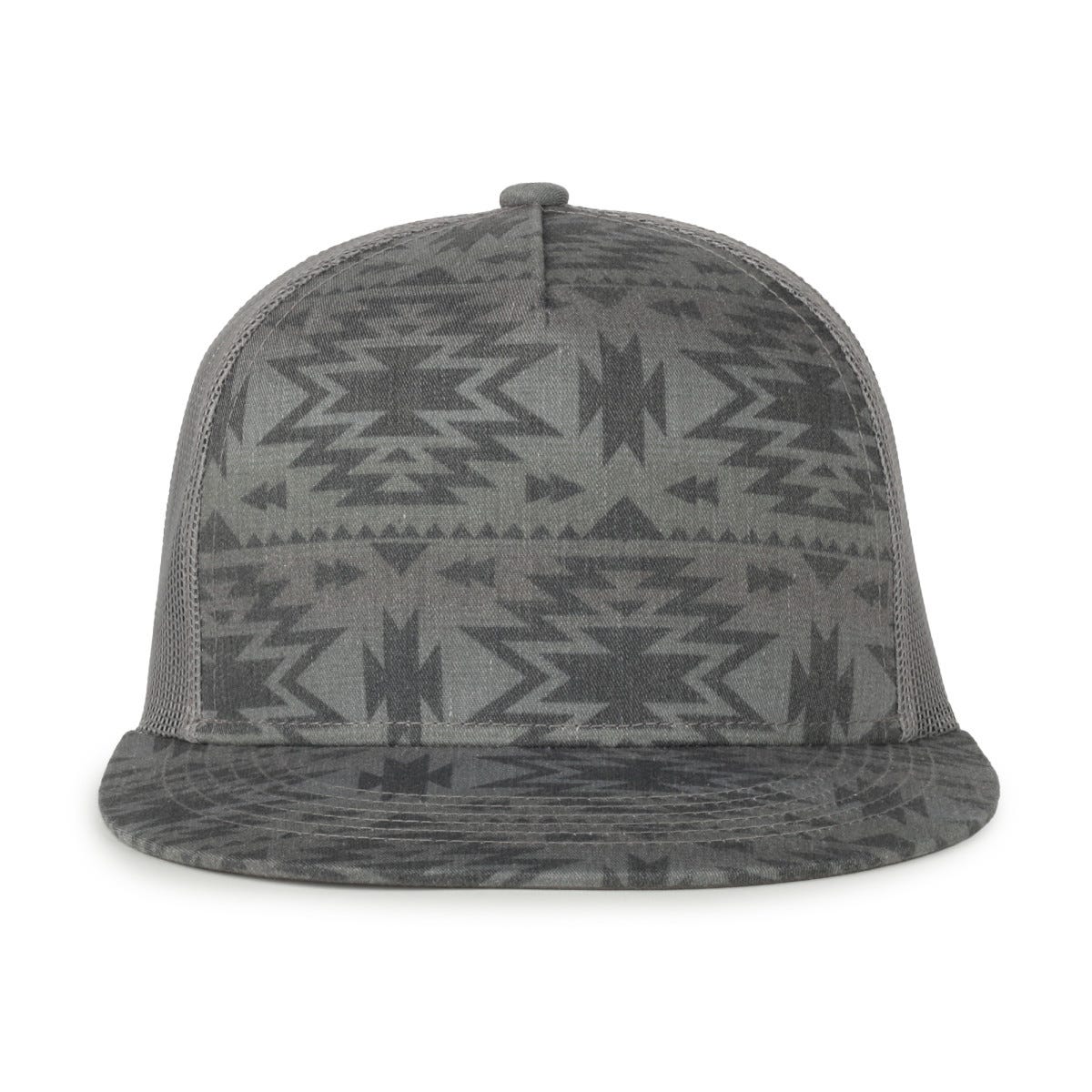 Oc Sports Oc510p Printed 5-panel Mesh Back Cap - Smokey Aztec/dark Grey