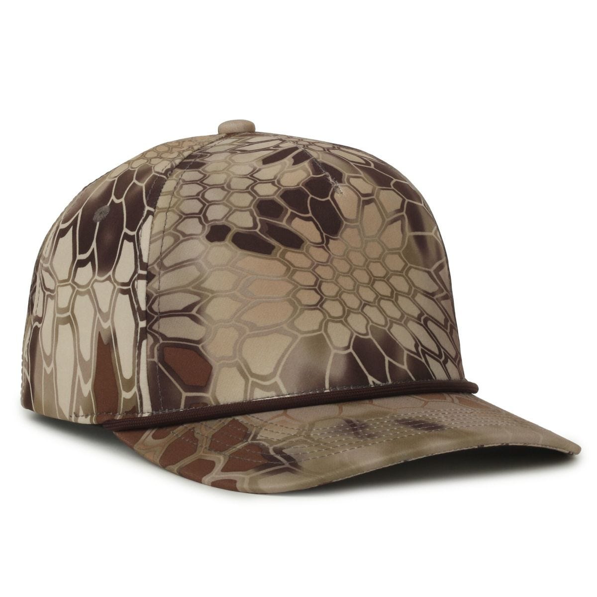 Oc Sports Oc550camo Performance 5-panel Camo Cap - Kryptek Highlander/brown Cord