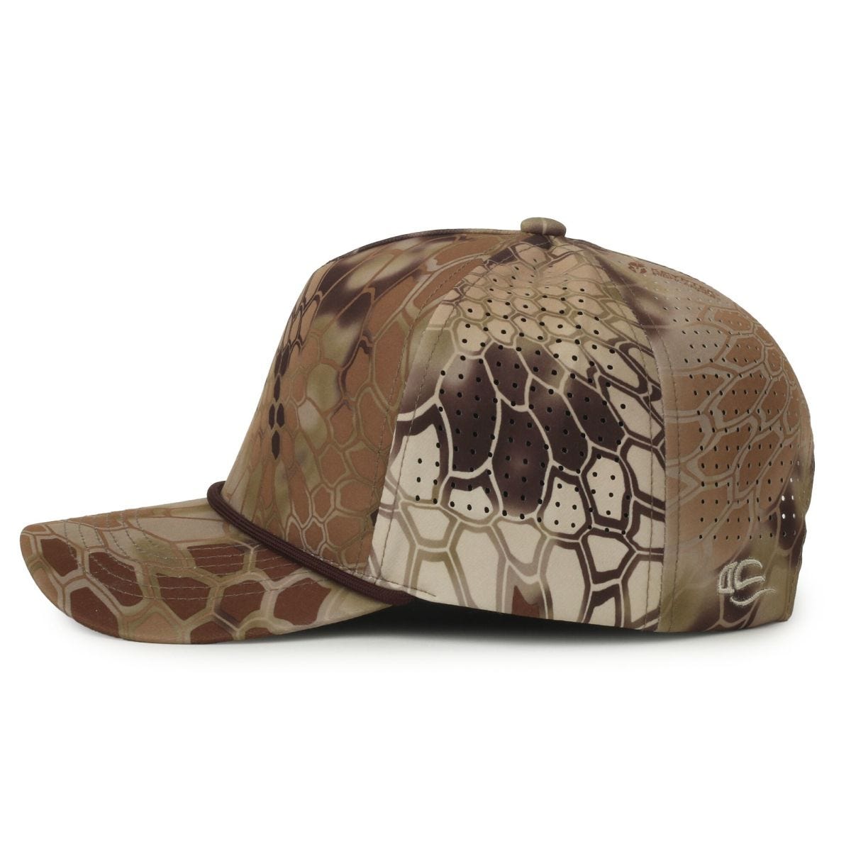 Oc Sports Oc551camo Perforated Camo 5-panel Cap - Kryptek Highlander/brown Cord