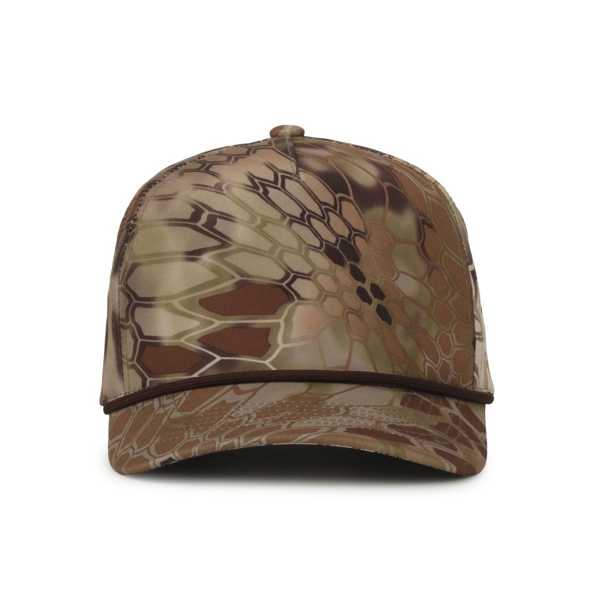 Oc Sports Oc551camo Perforated Camo 5-panel Cap - Kryptek Highlander/brown Cord