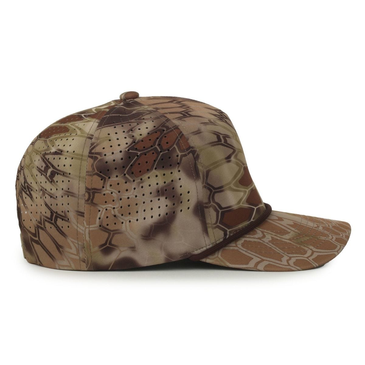 Oc Sports Oc551camo Perforated Camo 5-panel Cap - Kryptek Highlander/brown Cord