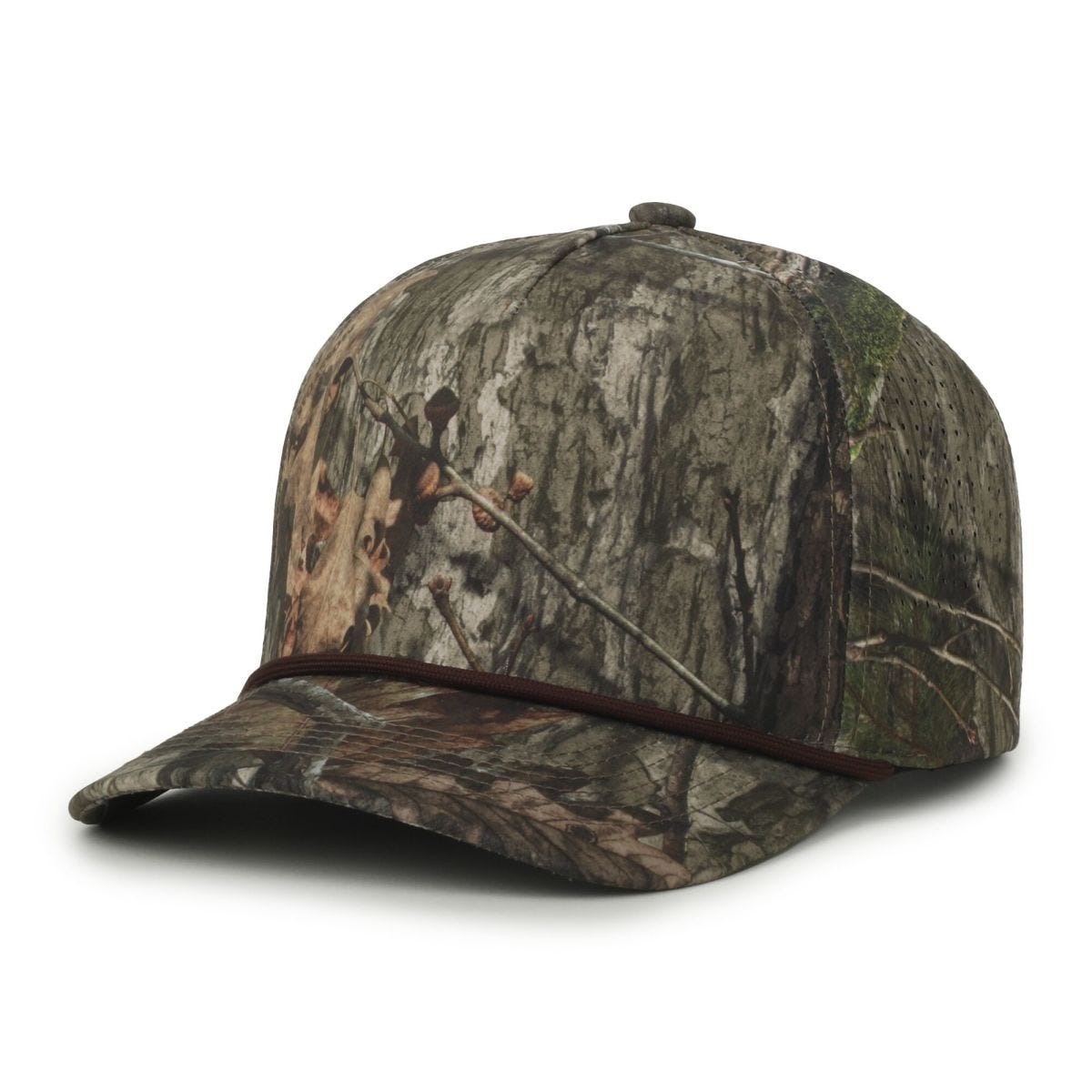 Oc Sports Oc551camo Perforated Camo 5-panel Cap - Mossy Oak Country Dna/brown Cord
