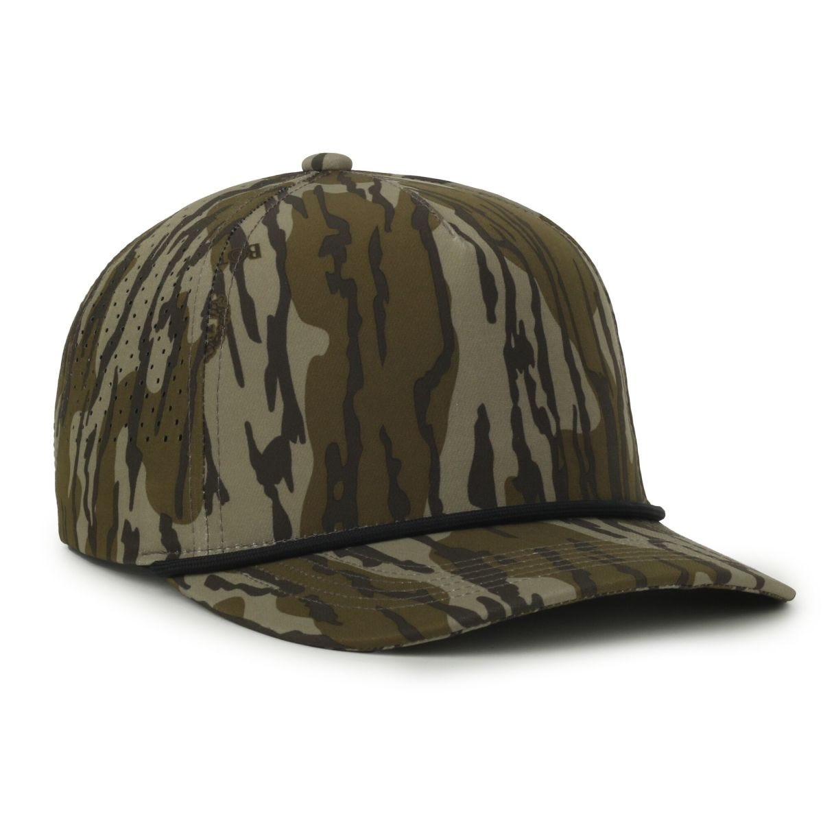 Oc Sports Oc551camo Perforated Camo 5-panel Cap - Mossy Oak Original Bottomland/black Cord