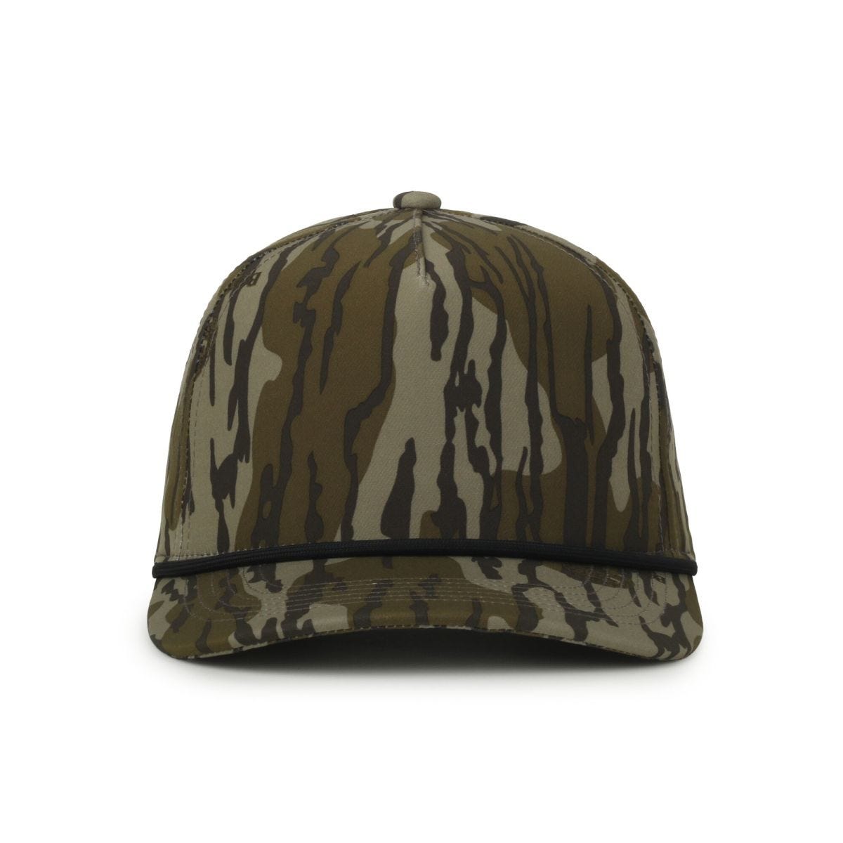 Oc Sports Oc551camo Perforated Camo 5-panel Cap - Mossy Oak Original Bottomland/black Cord