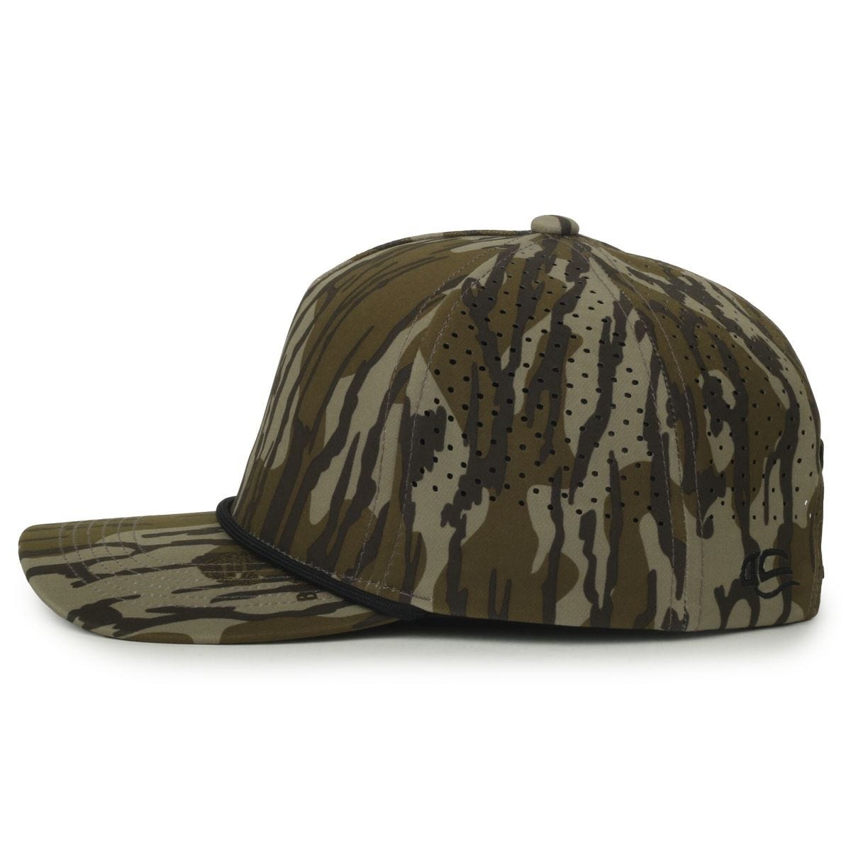 Oc Sports Oc551camo Perforated Camo 5-panel Cap - Mossy Oak Original Bottomland/black Cord