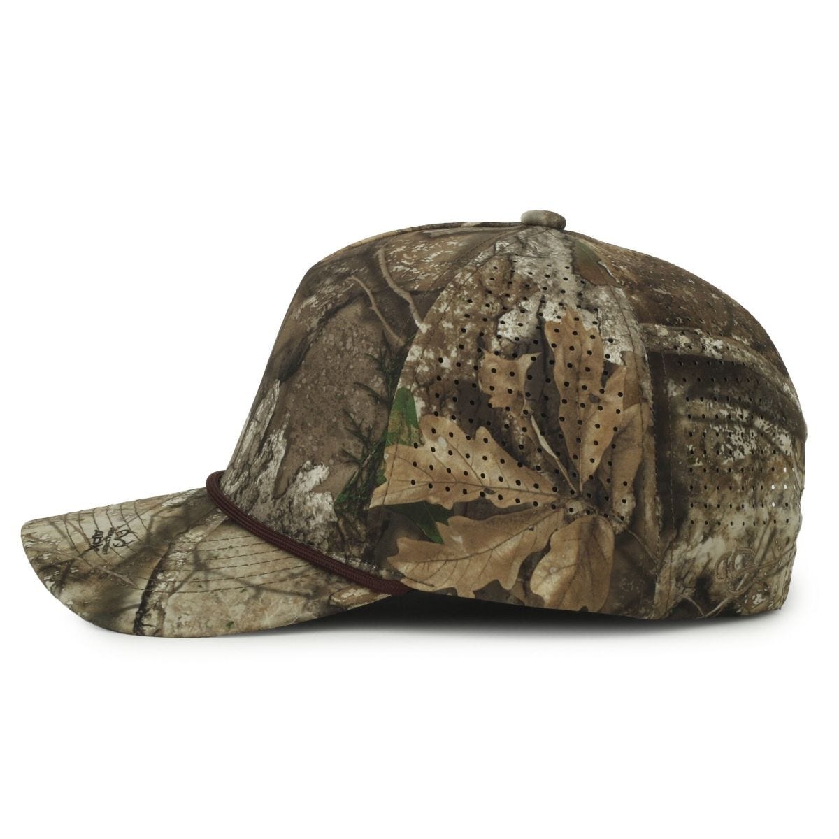 Oc Sports Oc551camo Perforated Camo 5-panel Cap - Realtree Apx/brown Cord