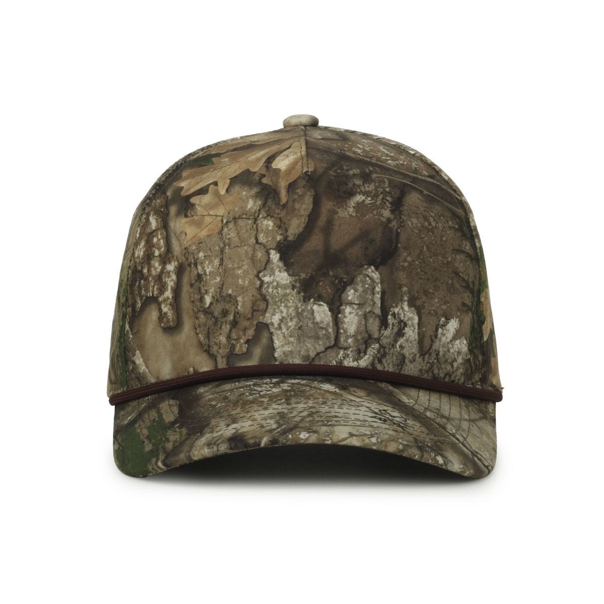 Oc Sports Oc551camo Perforated Camo 5-panel Cap - Realtree Apx/brown Cord