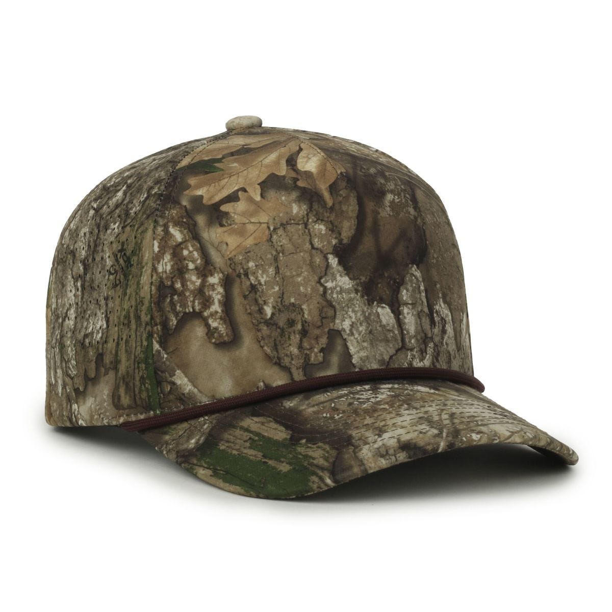 Oc Sports Oc551camo Perforated Camo 5-panel Cap - Realtree Apx/brown Cord