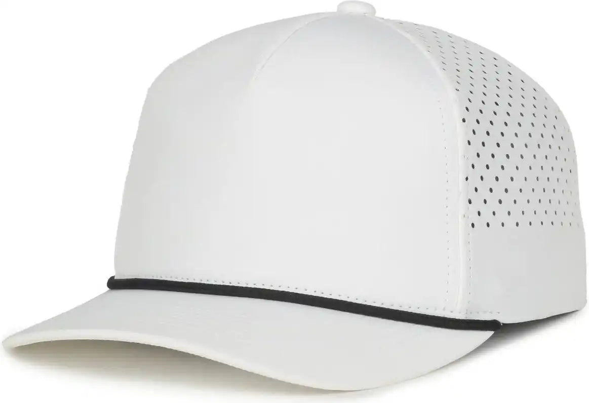 Oc Sports Oc551pf Perforated Performance 5-panel with Cord Cap - White Black - Osfm