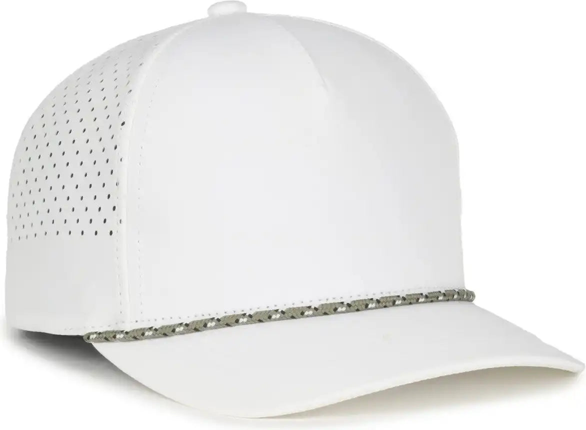 Oc Sports Oc551pf Perforated Performance 5-panel with Cord Cap - White - Osfm