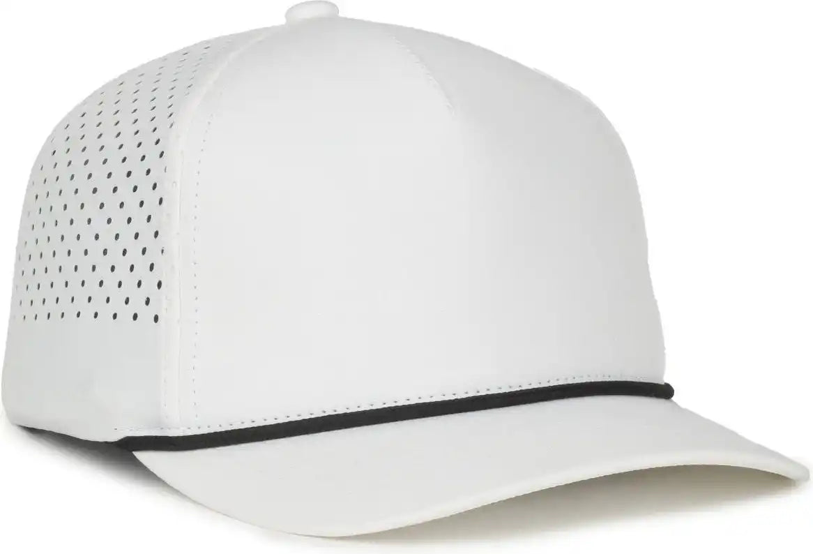 Oc Sports Oc551pf Perforated Performance 5-panel with Cord Cap - White Black - Osfm