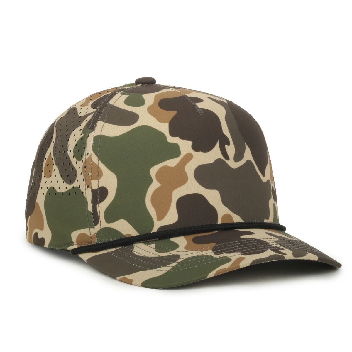 Oc Sports Oc551pf Perforated Performance 5-panel with Cord Cap - Woodland Vintage Wren Mini Black