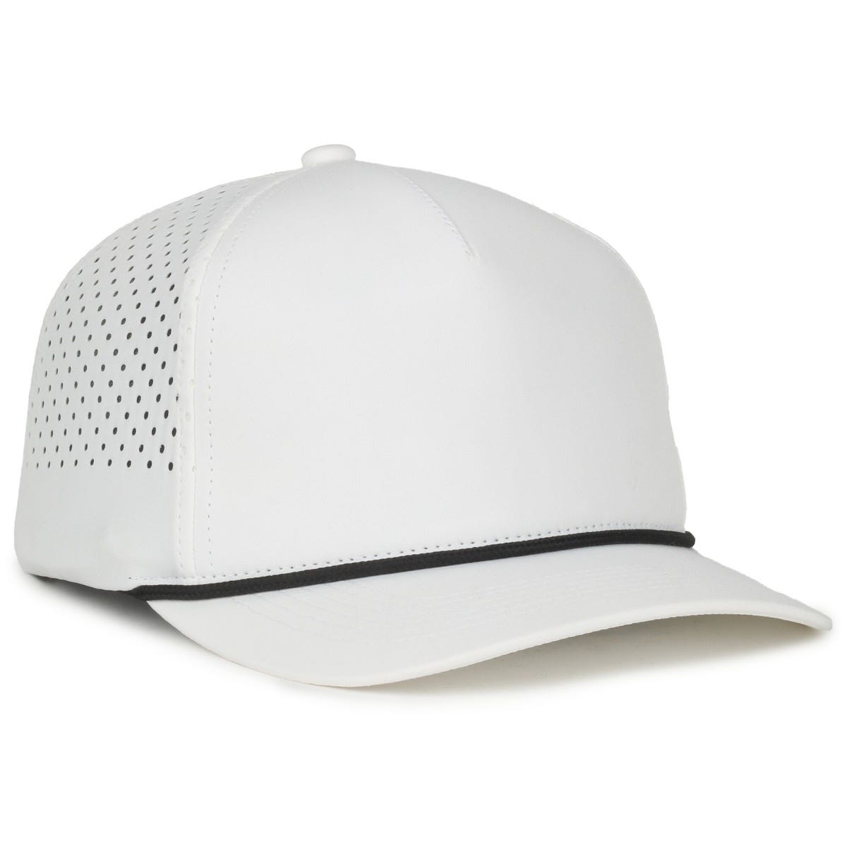 Oc Sports Oc551pf Perforated Performance 5-panel with Cord Cap - White Black