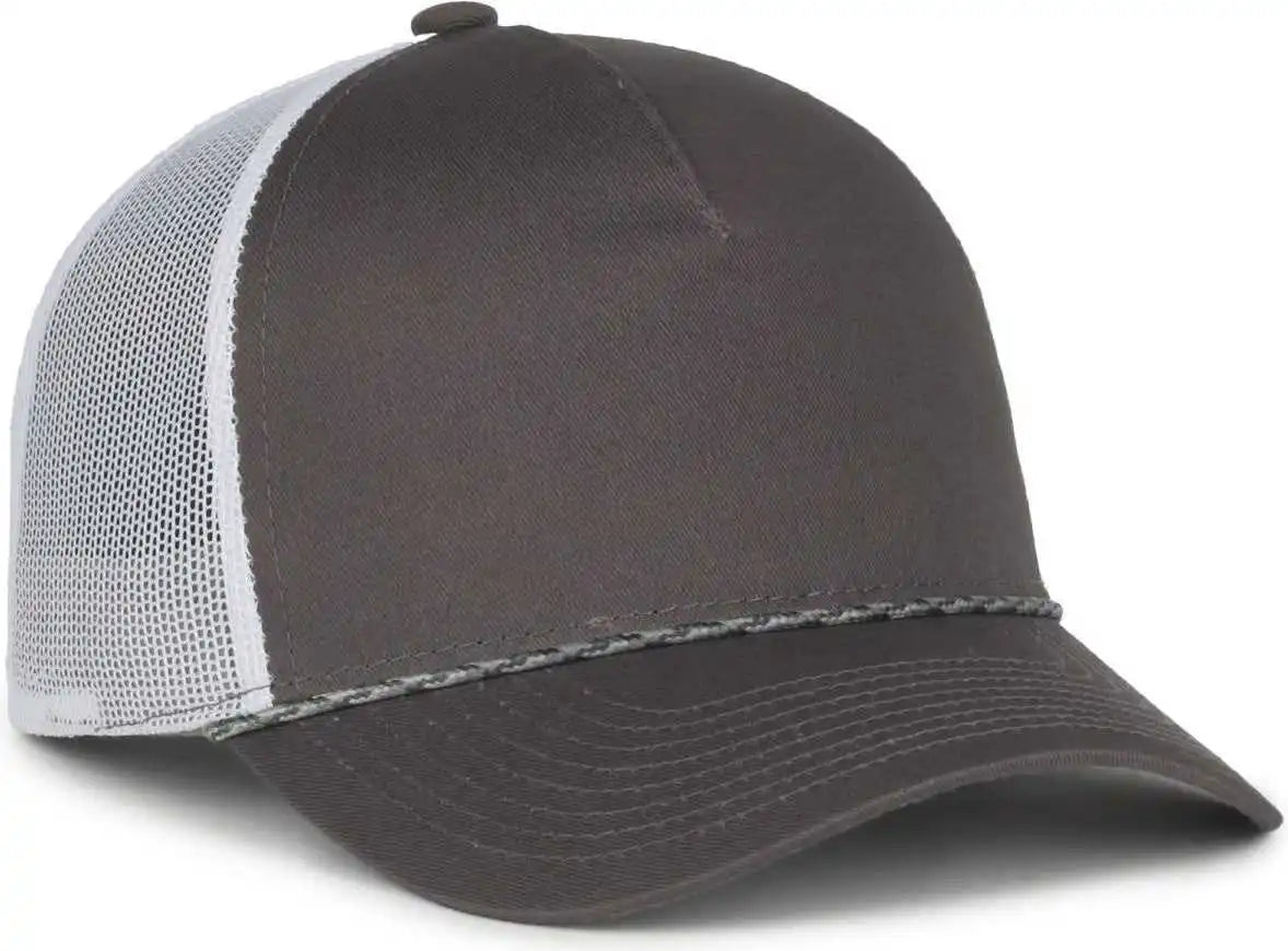 Oc Sports Oc555m 5-panel Mesh Back with Cord Cap - Charcoal White - Osfm
