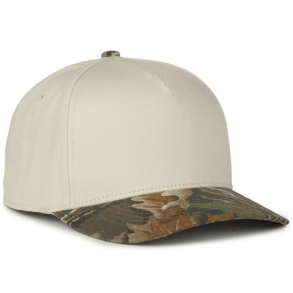 Oc Sports Oc560 Two-tone 5-panel Cap - Ivory Realtree Advantage Classic