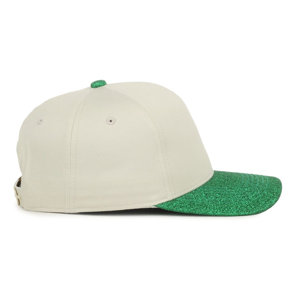 Oc Sports Oc560gltr Two-tone 5-panel Glitter Cap - Ivory Emerald