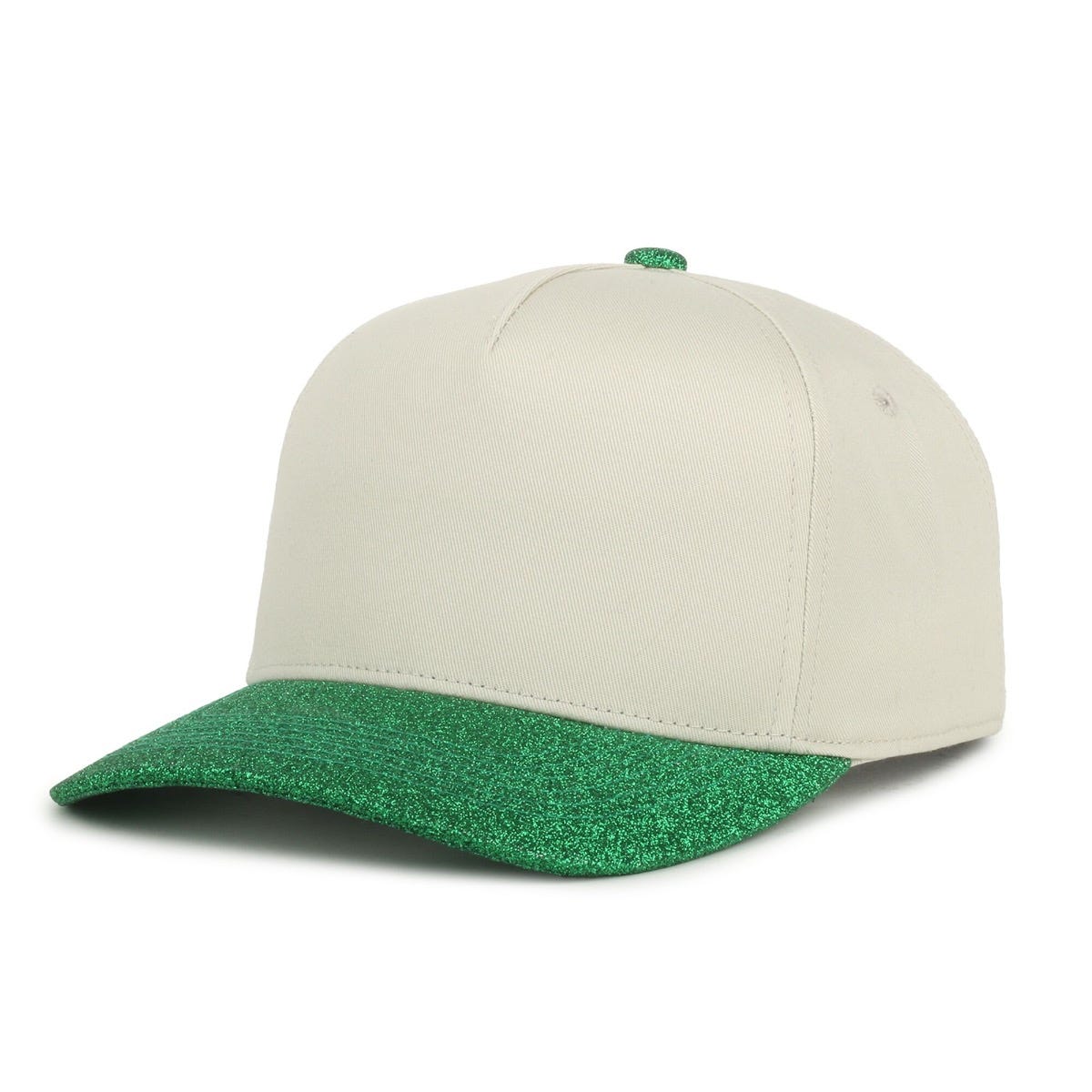 Oc Sports Oc560gltr Two-tone 5-panel Glitter Cap - Ivory Emerald