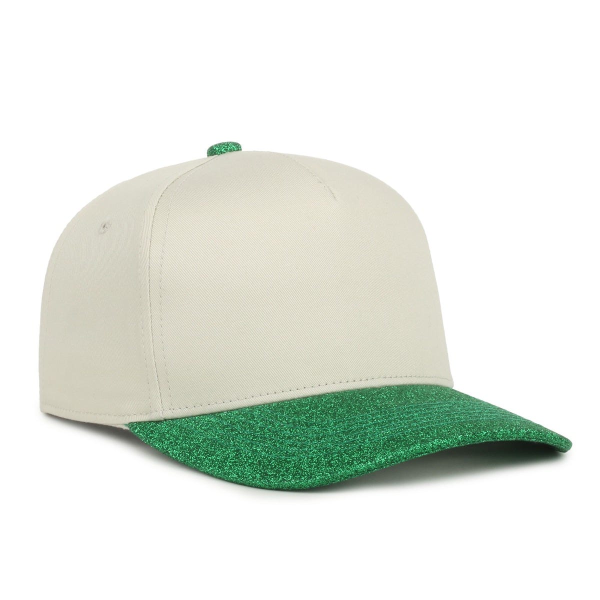 Oc Sports Oc560gltr Two-tone 5-panel Glitter Cap - Ivory Emerald