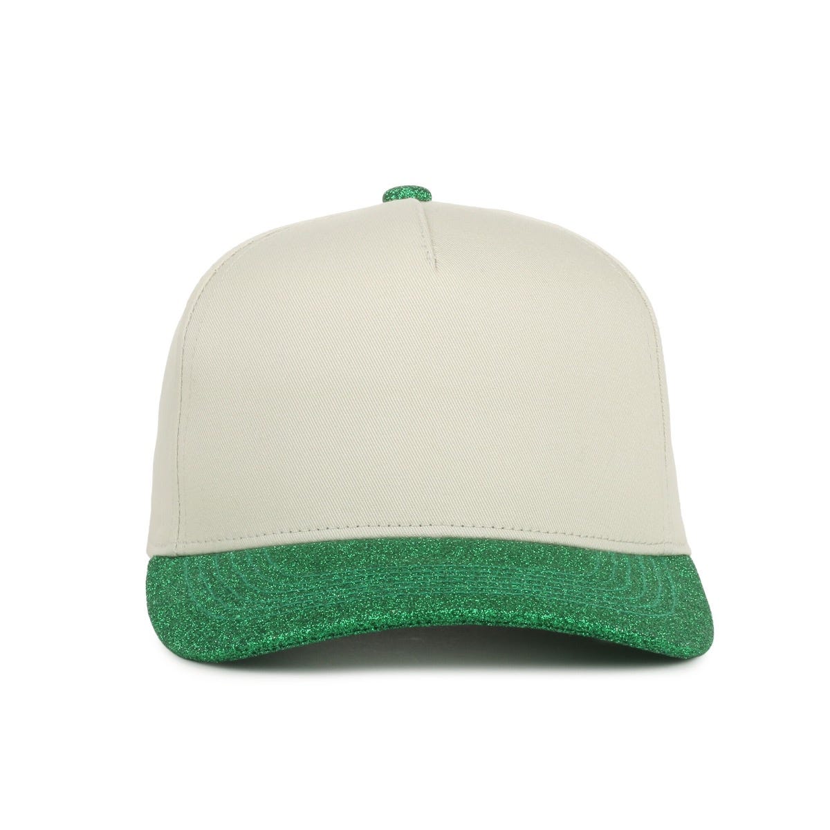 Oc Sports Oc560gltr Two-tone 5-panel Glitter Cap - Ivory Emerald